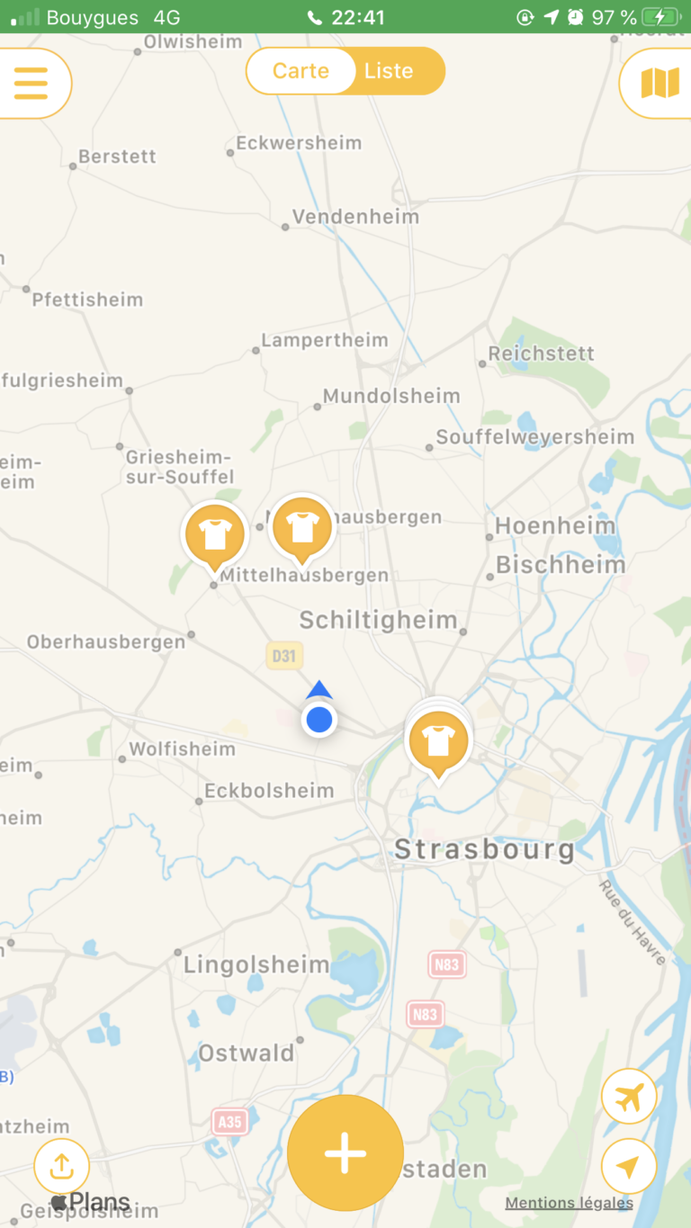 capture d'écran de l'application Mapstr