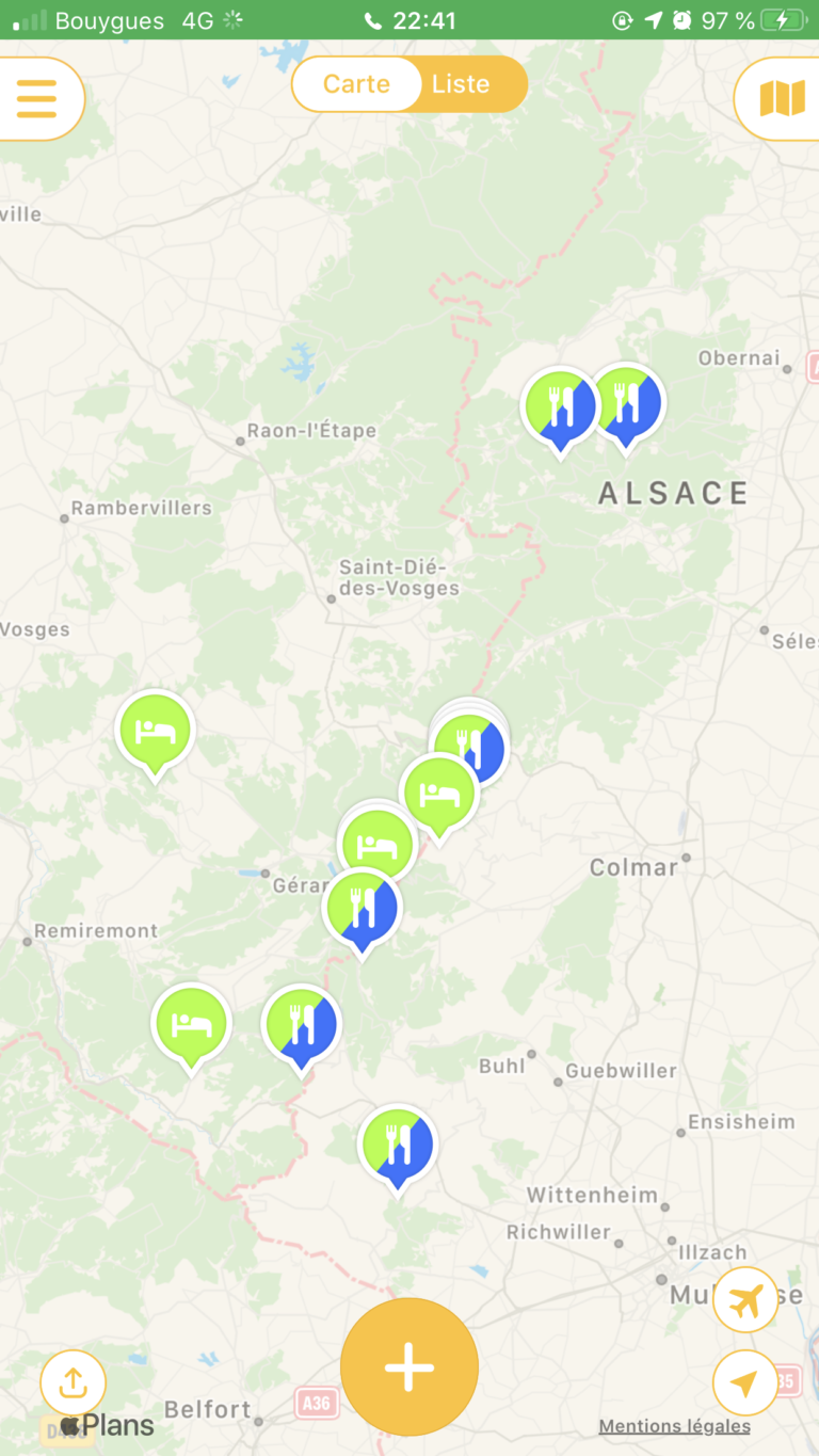 capture d'écran de l'application Mapstr