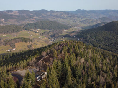 Vue aérienne sur le champ de bataille du Linge dans les Vosges
